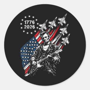 250 Jahre Kampfjets Flagge Abe Lincoln spielt Runder Aufkleber