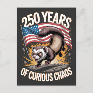 250 Jahre neugieriges Chaos Frettchen Kunst Postkarte