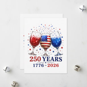 250 Jahre patriotische Weinglas-Feier Feiertagskarte