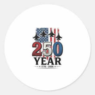 250 Jahre Patriotisches Jet Vintage Gravur Shirt D Runder Aufkleber