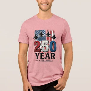 250 Jahre Patriotisches Jet Vintage-Stickerei-Shir Tri-Blend Shirt