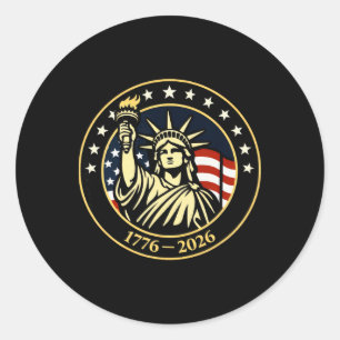 250 Jahre Statue Of Liberty Und Amerikanische Flag Runder Aufkleber