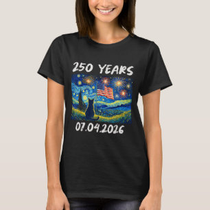 250 Jahre Sternennacht Katze 4. Juli 250. T-Shirt