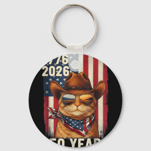250 Jahre USA 1776-2026 Ginger Katze Cowboy Schlüsselanhänger