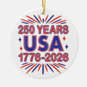 250 Jahre USA   1776-2026 Halbjahr Keramik Ornament