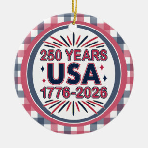 250 Jahre USA   1776-2026 Halbjahr Keramik Ornament
