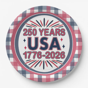 250 Jahre USA 1776-2026 Halbjahr Pappteller