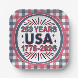250 Jahre USA   1776-2026 Halbjahr Pappteller