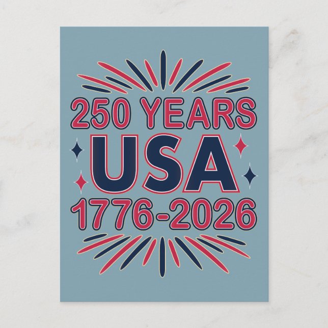 250 Jahre USA | 1776-2026 Halbjahr Postkarte (Vorderseite)