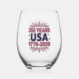 250 Jahre USA   1776-2026 Halbjahr Weinglas Ohne Stiel