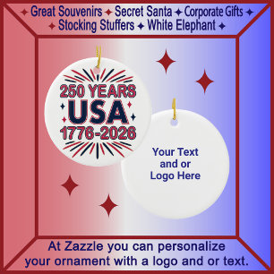250 Jahre USA   1776–2026 Semiquincentennial Keramik Ornament