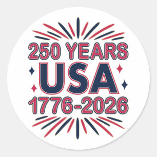 250 Jahre USA   1776–2026 Semiquincentennial Runder Aufkleber
