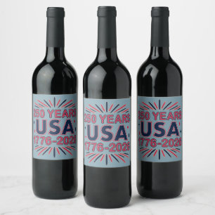 250 Jahre USA   1776–2026 Semiquincentennial Weinetikett