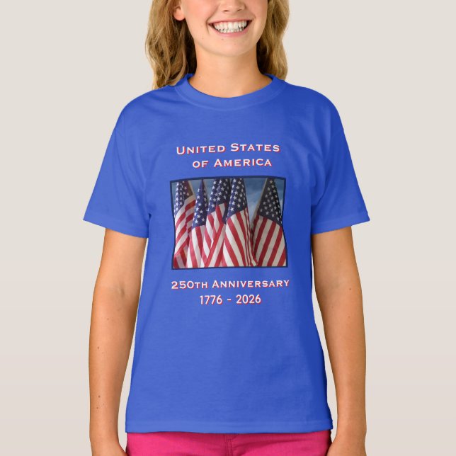 250 Jahre USA Patriotic Blue Kids T-Shirt (Vorderseite)