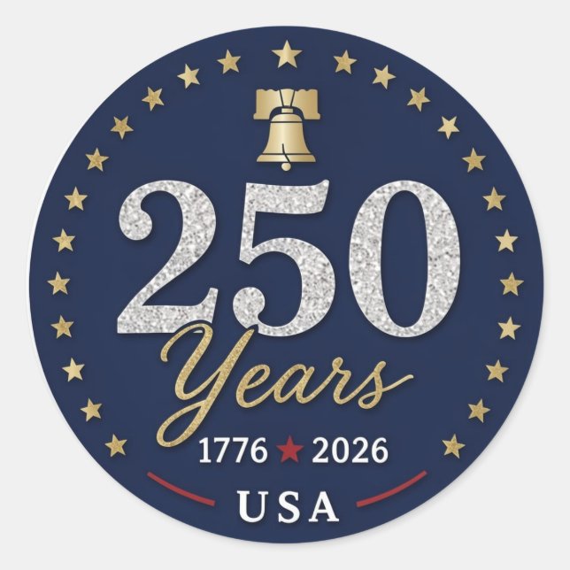 250 Jahre USA Runder Aufkleber (Vorderseite)