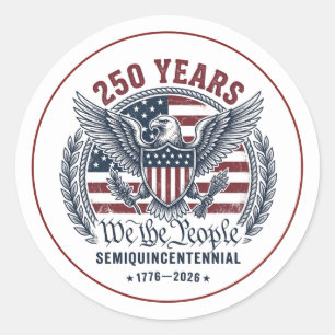 250 Jahre Wir, das Volk Adler-Emblem Runder Aufkleber