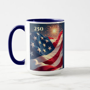 250. Jahrestag der amerikanischen Flagge und Feuer Tasse