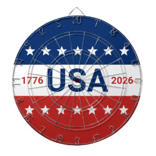 250. Jahrestag der USA 1776 2026 Rot Weiß Blau Dartscheibe