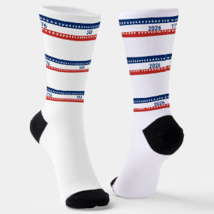 250. Jahrestag der USA 1776 2026 Rot Weiß Blau Socken