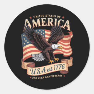 250. Jahrestag der USA 4. Juli Amerikanisch Runder Aufkleber