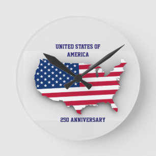 250. Jahrestag der Vereinigten Staaten von Amerika Runde Wanduhr