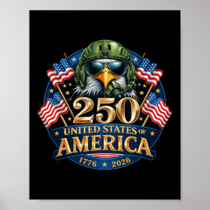250 Jahrestag USA 1776 2026 Patriotischer Adler 4. Poster
