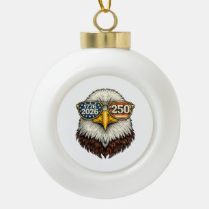 250. Jahrestag USA 1776-2026 Patriotischer Weißkop Keramik Kugel-Ornament