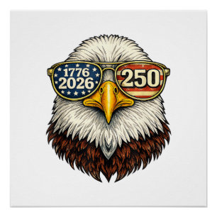 250. Jahrestag USA 1776-2026 Patriotischer Weißkop Poster