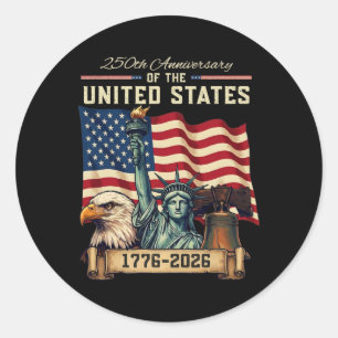 250 Jahrestag USA 250. US-Flagge Patriotisch 4. Ju Runder Aufkleber
