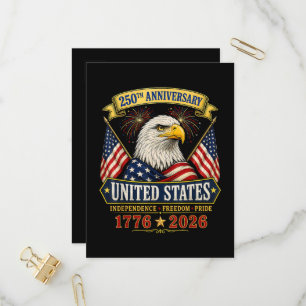 250. Jahrestag USA 4. Juli Patriotisch Einladungspostkarte