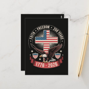 250. Jahrestag USA Glaube Freiheit 4. Juli Postkarte