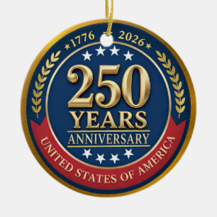 250. Jahrestag USA Patriotisch   1776–2026 Keramik Ornament