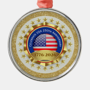 250. Jahrestag USA Patriotisch 1776–2026 Ornament Aus Metall
