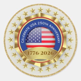 250. Jahrestag USA Patriotisch | 1776–2026 Runder Aufkleber