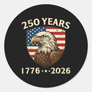 250 Jahrestag USA Patriotischer Adler 250. 4. Juli Runder Aufkleber