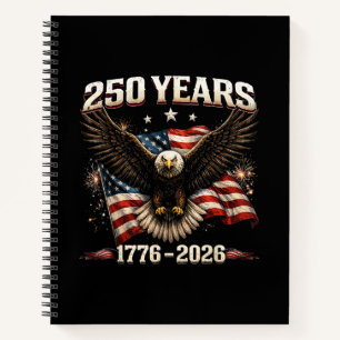 250 Jahrestag USA Patriotischer Adler 250. Unabhän Notizbuch