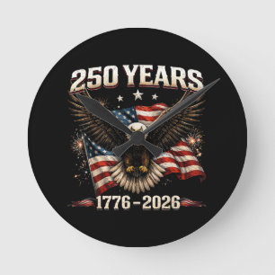 250 Jahrestag USA Patriotischer Adler 250. Unabhän Runde Wanduhr