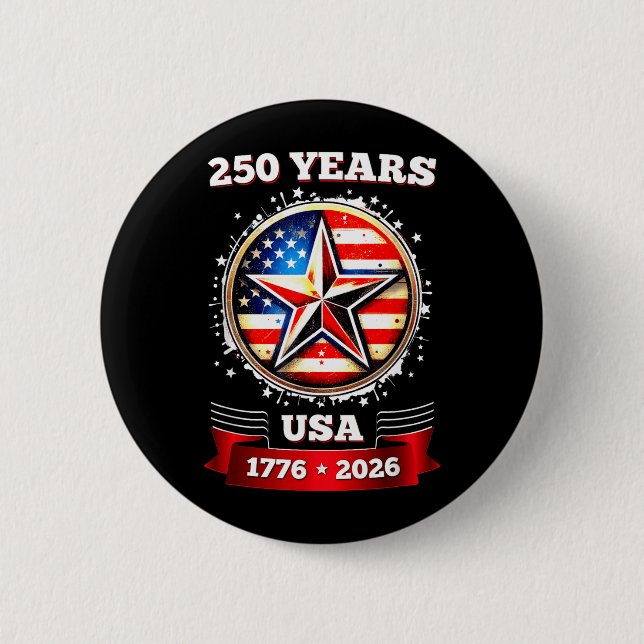 250. Jahrestag USA Patriotischer Stern Button (Vorderseite)