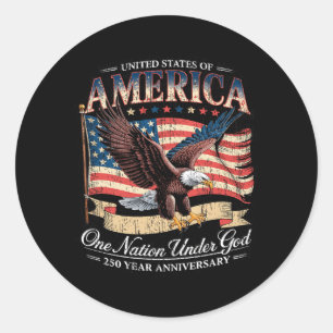 250. Jahrestag von Amerika USA Nation unter Gott Runder Aufkleber