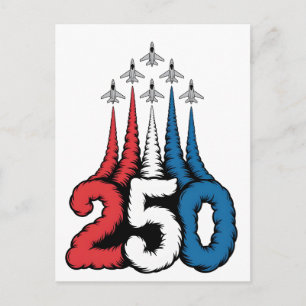 250. Jubiläum 4. Juli Jet Patriotisch   Postkarte