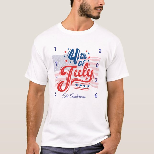 250. Jubiläum 4. Juli USA Basic  T-Shirt (Vorderseite)