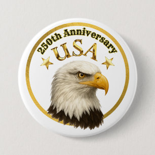 250. Jubiläum der USA Weißkopfseeadler-Goldsterne Button