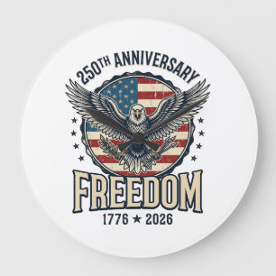 250. Jubiläum Freedom Eagle Patriotisches Vintage Große Wanduhr