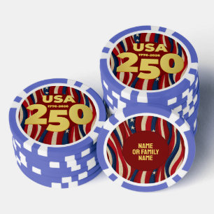250. Jubiläum Goldene USA Amerikanische Flagge Pokerchips