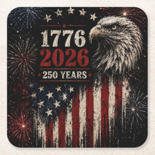 250. Jubiläum Patriotenadler & Feuerwerk Rechteckiger Pappuntersetzer