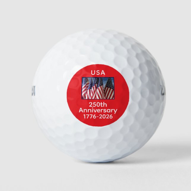 250. Jubiläum Patriotische Amerikanische Flaggen W Golfball (Vorderseite)