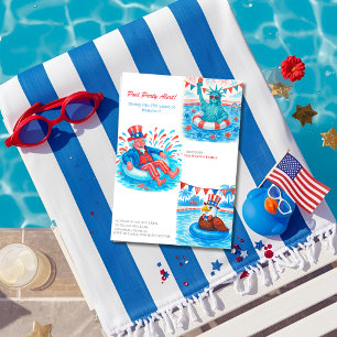 250. Jubiläum Pool Party Rot, weiß blau Einladung