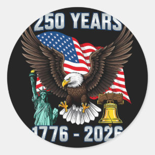 250. Jubiläum USA 250 Jahr Amerika Patriotisch 4 Runder Aufkleber