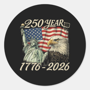 250. Jubiläum USA 250 Jahre Amerikanisch 4. Juli Runder Aufkleber