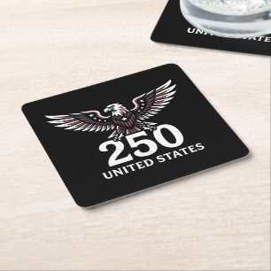 250. Jubiläum USA Adler Patriotisch Amerikanisch Rechteckiger Pappuntersetzer